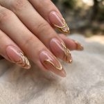 Golden Veil Handmade Press-On Nails - 12 pcs - Image 2