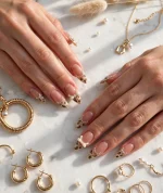 Mocha Bow French Press-On Nails – 12-Piece Handmade Set - Image 4