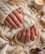 Mocha Bow French Press-On Nails – 12-Piece Handmade Set - Image 5