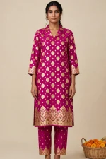 Banarsi Lawn 2 Piece Unstitched Suit – Magenta