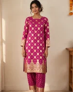 Banarsi Lawn 2 Piece Unstitched Suit – Magenta - Image 3