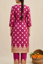 Banarsi Lawn 2 Piece Unstitched Suit – Magenta - Image 4
