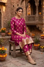 Banarsi Lawn 2 Piece Unstitched Suit – Magenta - Image 8