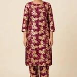 Magenta Butterfly Gold Print Lawn 2-Piece Unstitched Suit