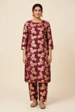 Magenta Butterfly Gold Print Lawn 2-Piece Unstitched Suit