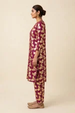 Magenta Butterfly Gold Print Lawn 2-Piece Unstitched Suit - Image 4