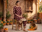 Maroon Banarsi Gold Print Lawn 2-Piece Unstitched Suit - Image 6