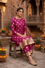 Banarsi Lawn 2 Piece Unstitched Suit – Magenta - Image 8