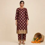 Maroon Banarsi Gold Print Lawn 2-Piece Unstitched Suit