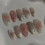 MILKY BLUSH & SILVER CHROME Handmade Nails