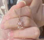 Rosé Bloom Crystal Necklace - Image 4