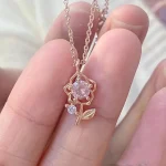 Rosé Bloom Crystal Necklace - Image 3