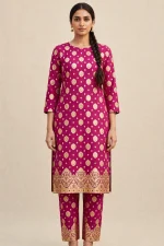 Banarsi Lawn 2 Piece Unstitched Suit – Magenta - Image 5