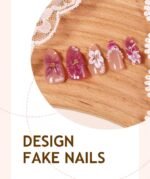 Rose Blossom 3D Floral Press-On Nails – Pink Pearl & Gold Charm Set - Image 2